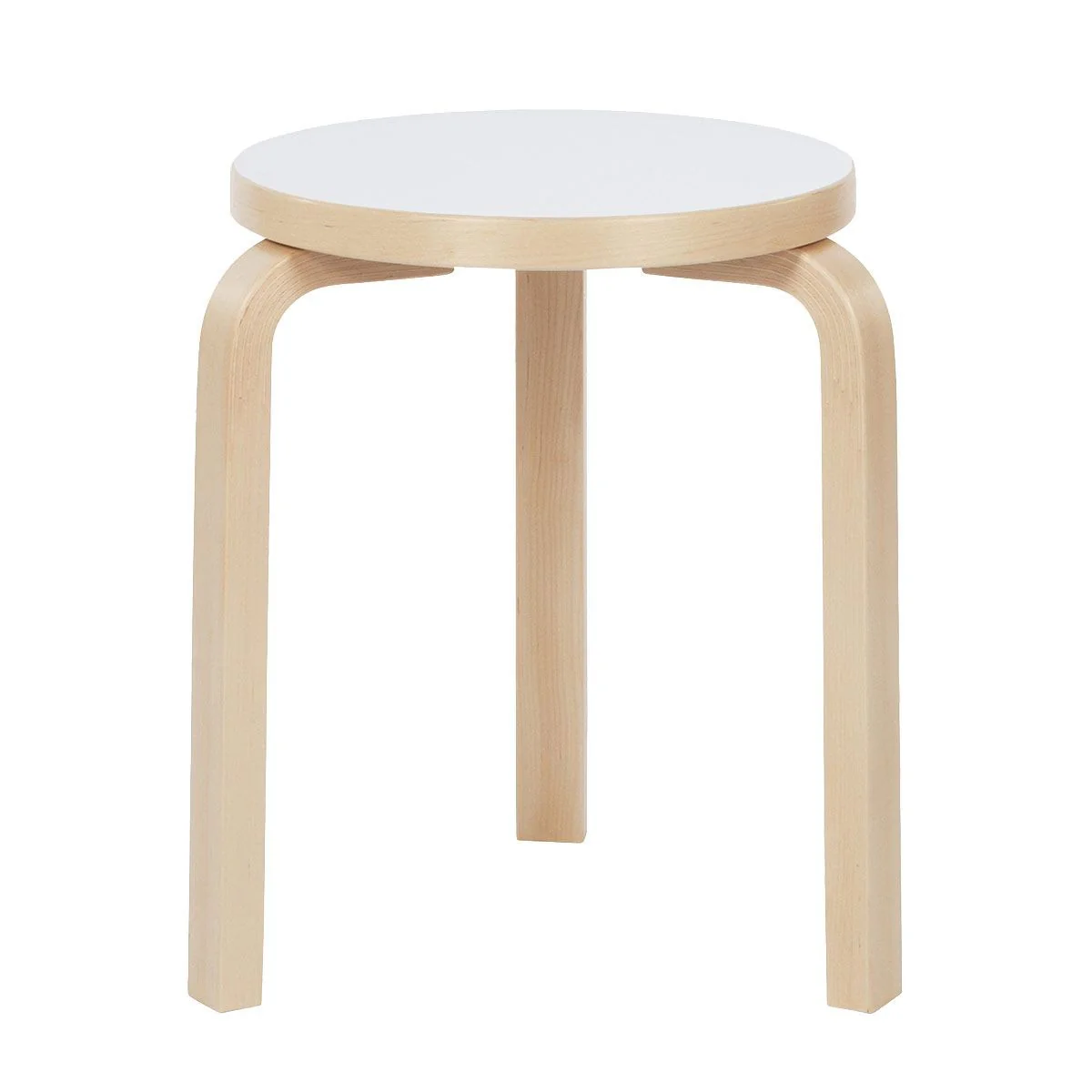 Artek Alvar Aalto Stool 60 - Three Legged Stool - White Laminate