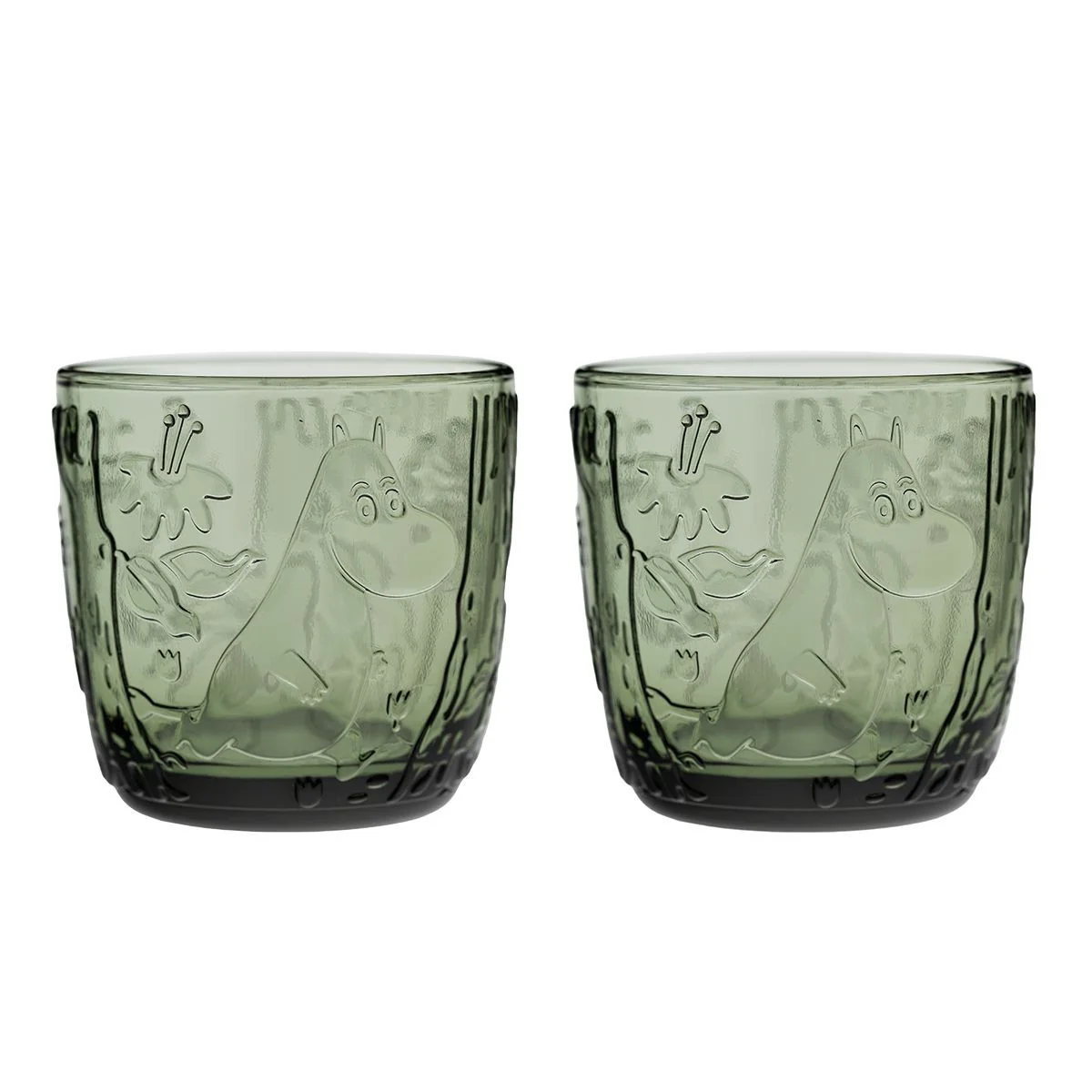 Arabia Moomin Mystical Forest Pine Green 2pc Tumblers - 9-1/2 oz