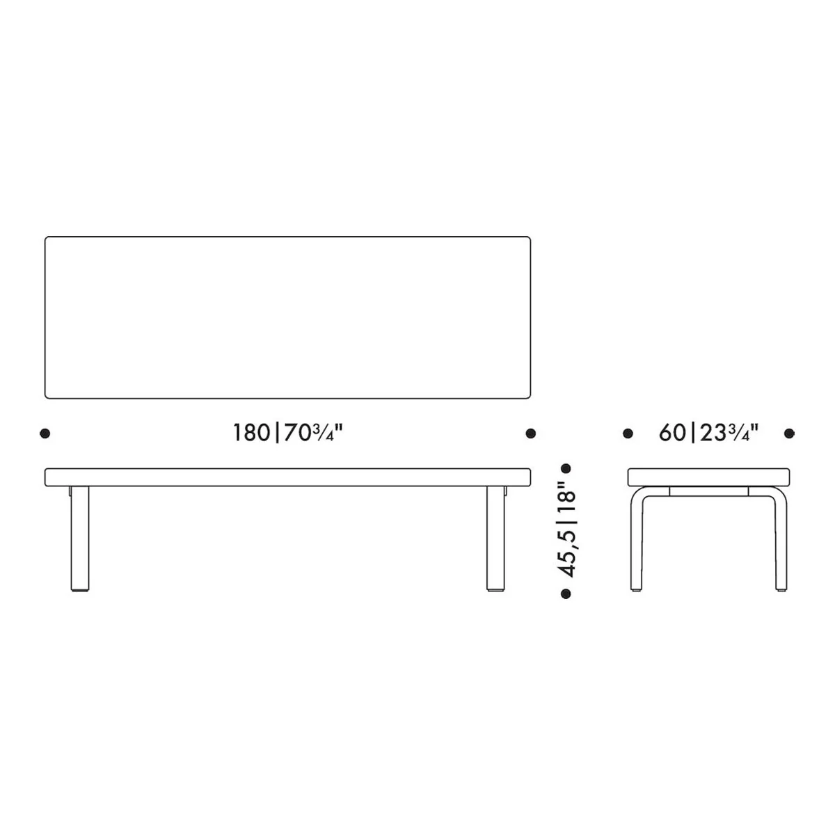 Artek Alvar Aalto Bench 167 - Upholstered Seat w/ Black Lacquered Legs - Image 4