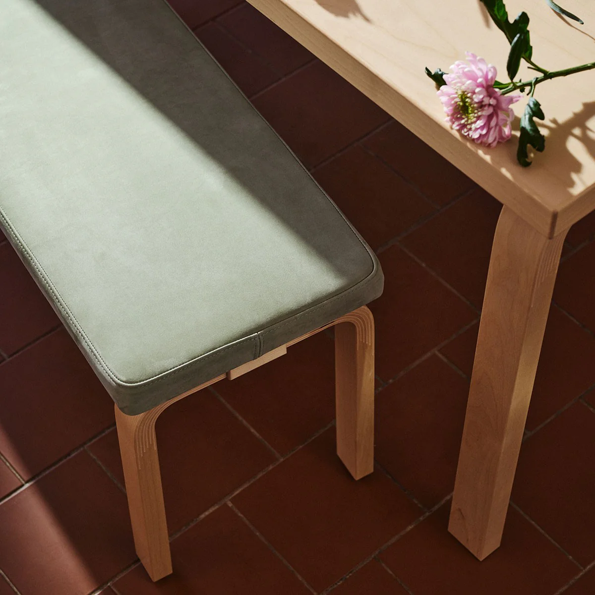 Artek Alvar Aalto Bench 168B - Upholstered Seat w/ Birch Legs - Image 5