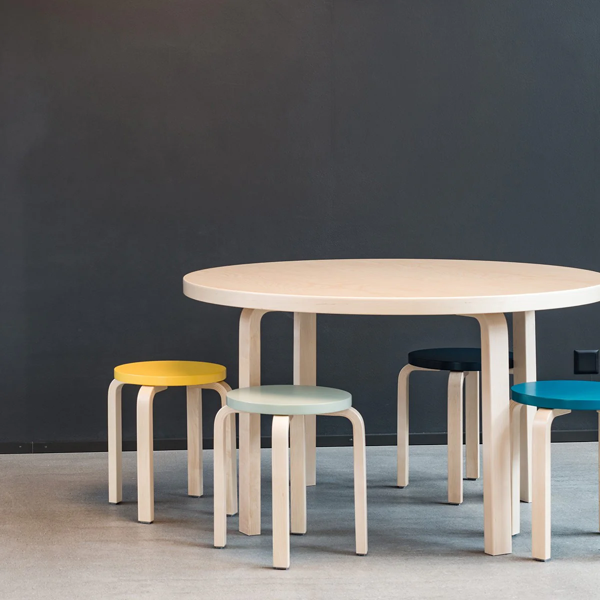 Artek Alvar Aalto Anniversary Stool E60 - Four Legged Stool - Petrol - Image 5