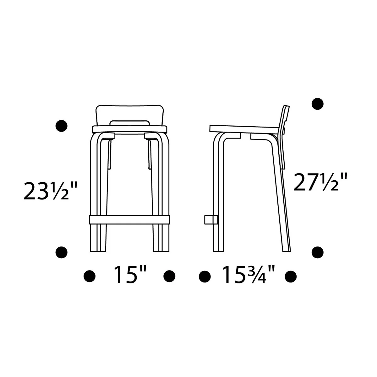 Artek K65 - Low Back Stool - Birch Legs with Upholstered Seat - Image 3