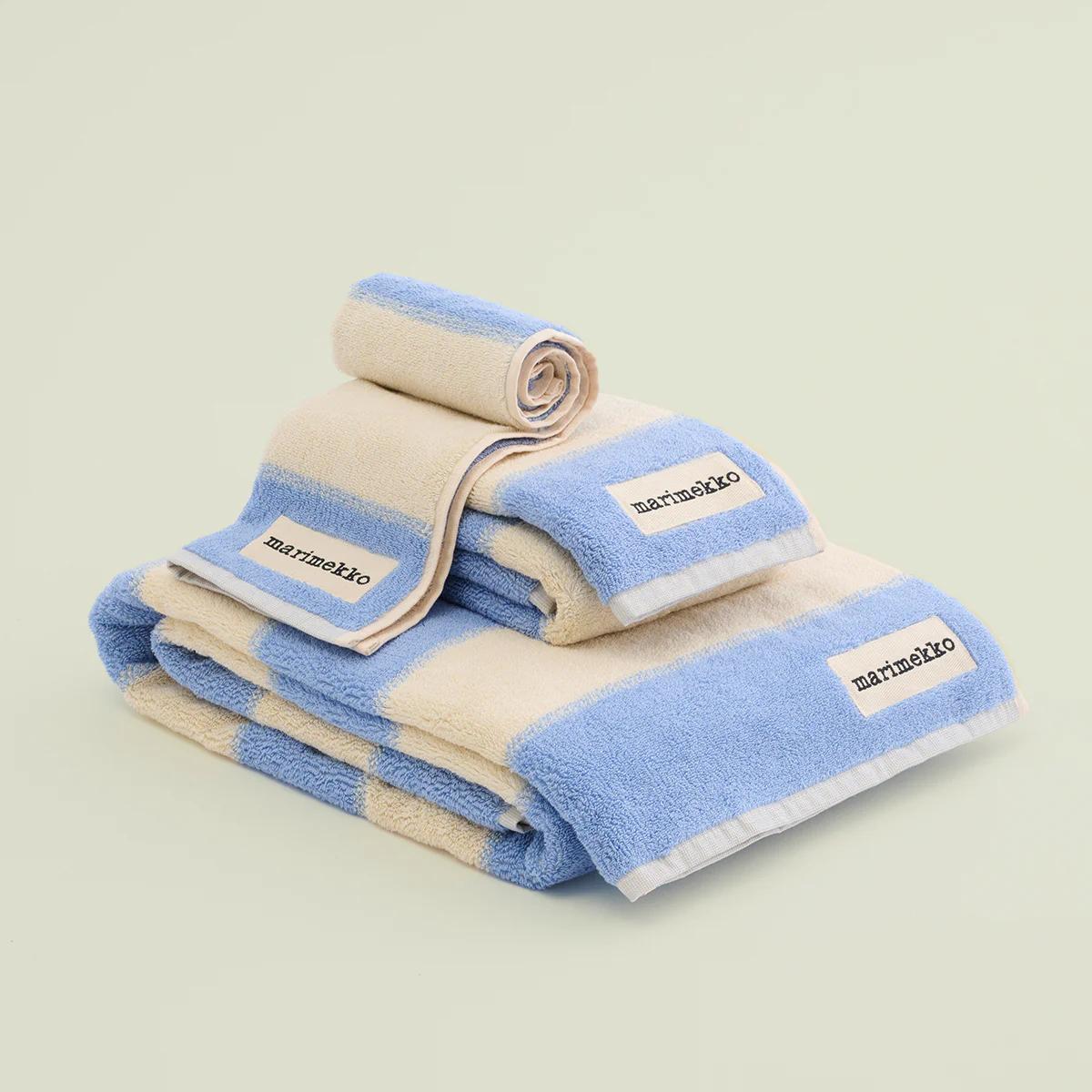 Marimekko Galleria Light Blue / Sand Large Bath Towel - Image 2