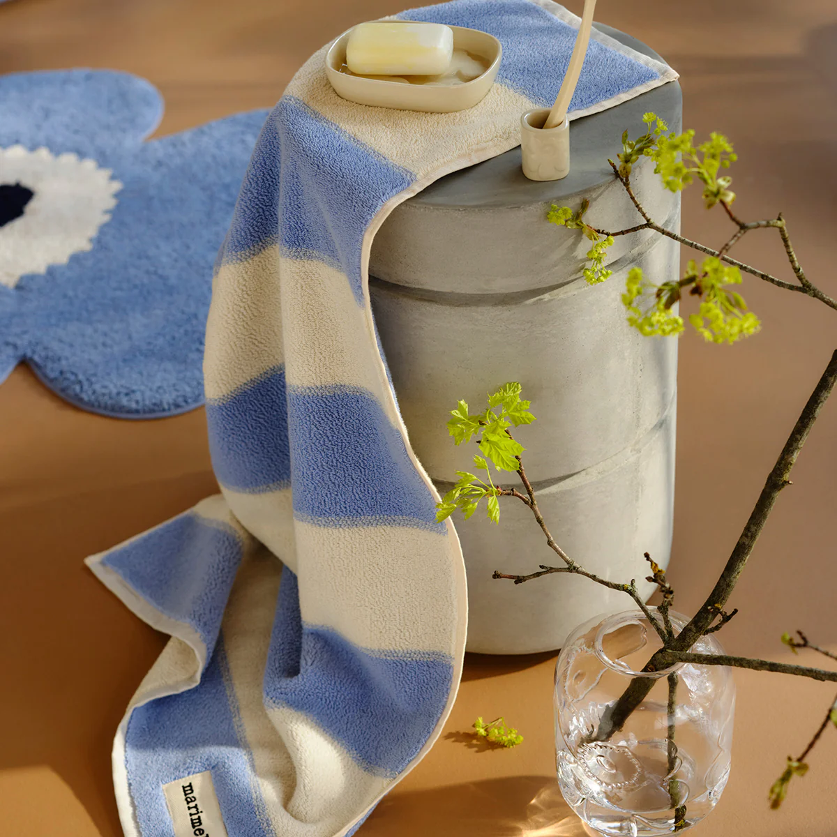 Marimekko Galleria Light Blue / Sand Large Hand Towel - Image 2