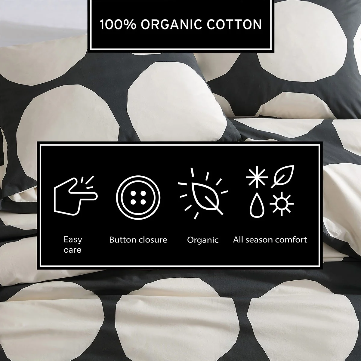 Marimekko Kivet Charcoal / Off White King Duvet Cover Set - Image 6