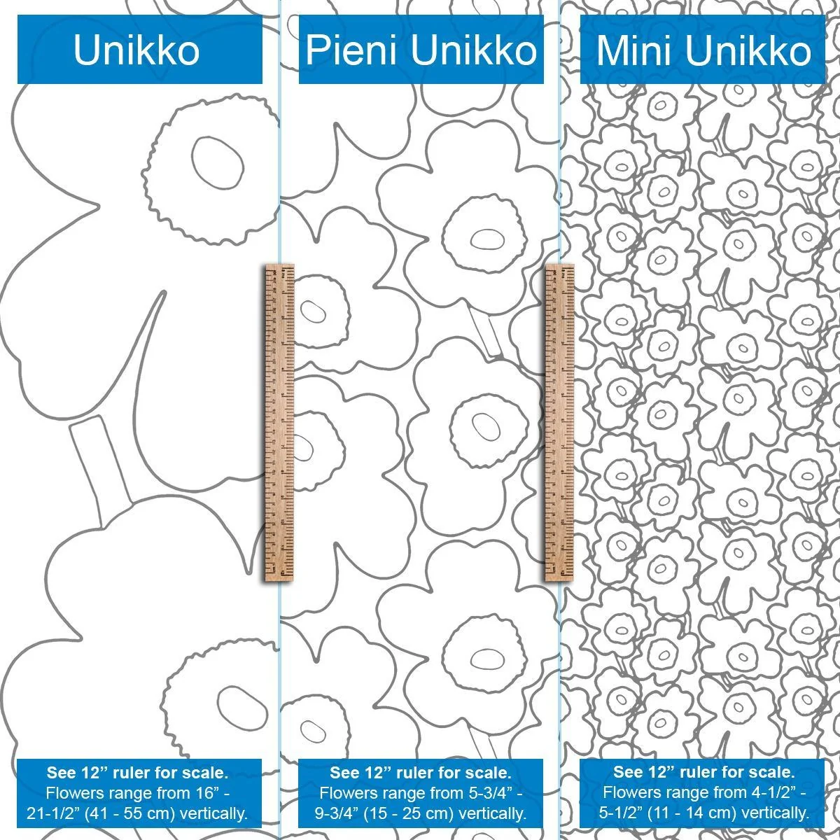 Marimekko Pieni Unikko Black / White Cotton Fabric - Image 3