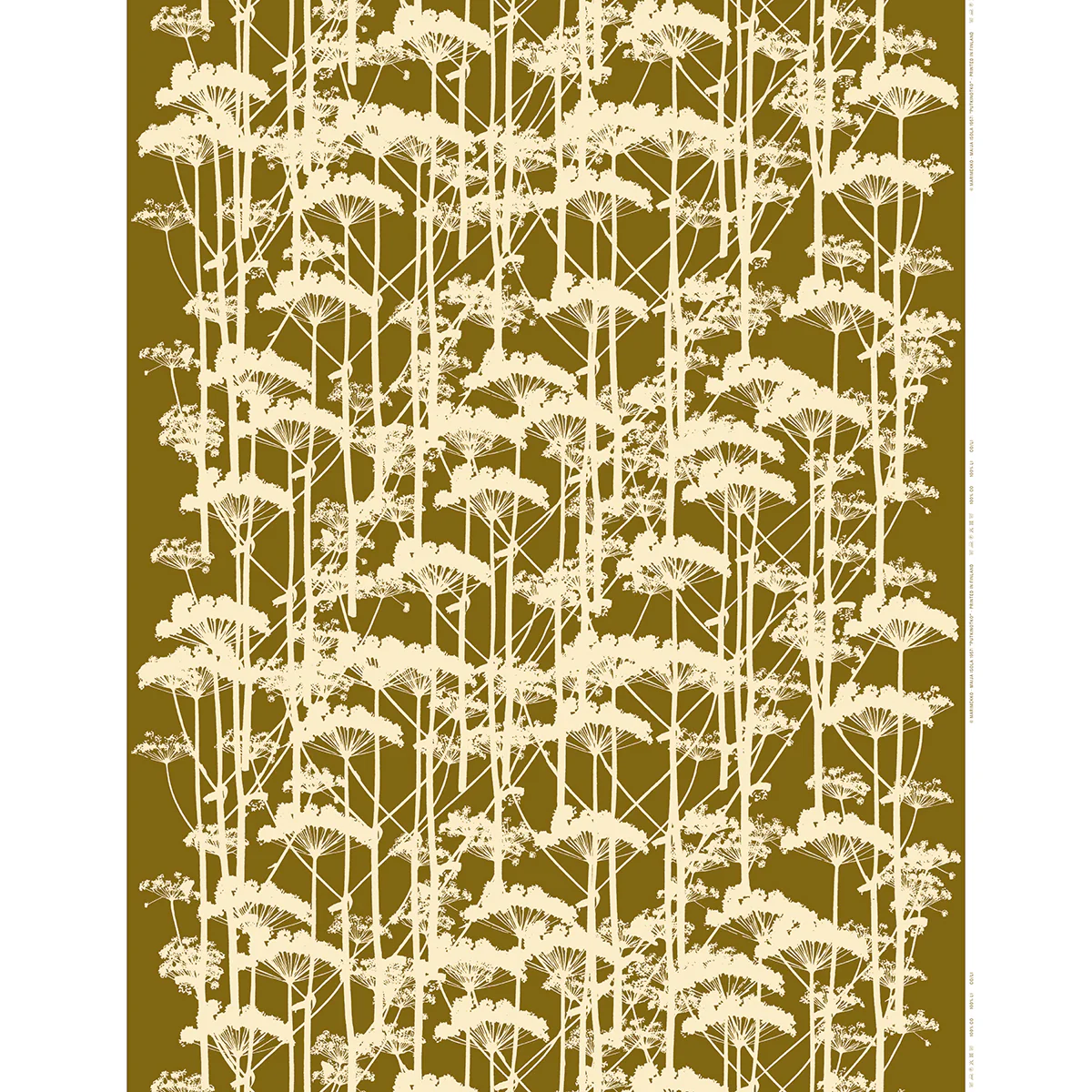 Marimekko Putkinotko Green Umber / Cream Cotton Sateen Fabric