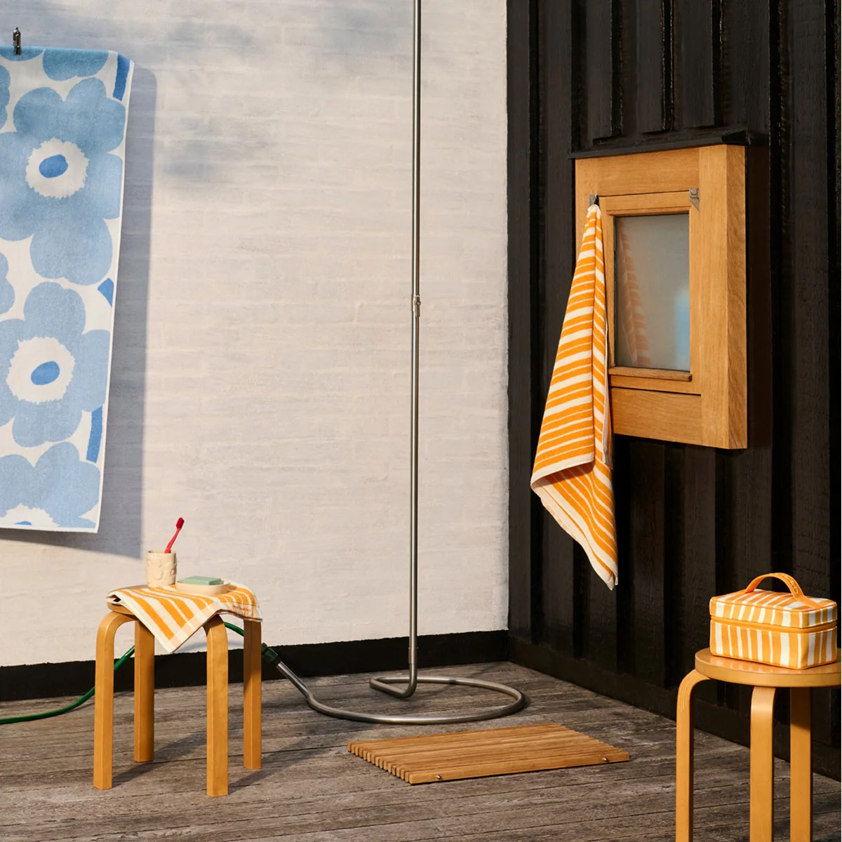Marimekko Raide Saffron Orange / Cream Hand Towel - Image 3