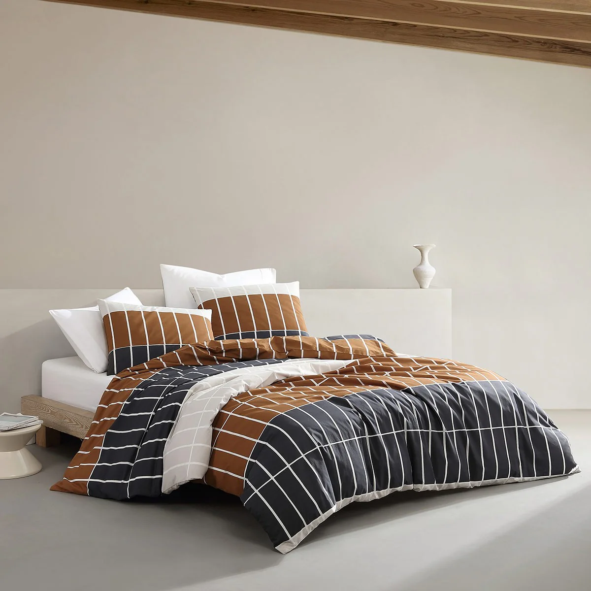 Marimekko Tiiliskivi Brown / Charcoal / Beige King Duvet Cover Set - Image 3