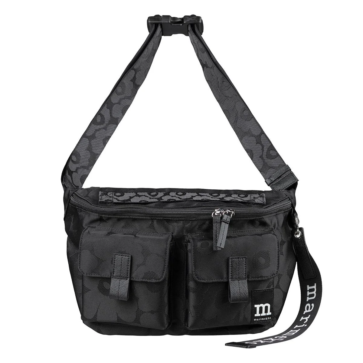 Marimekko Unikko Black Medium Sling Shoulder Bag