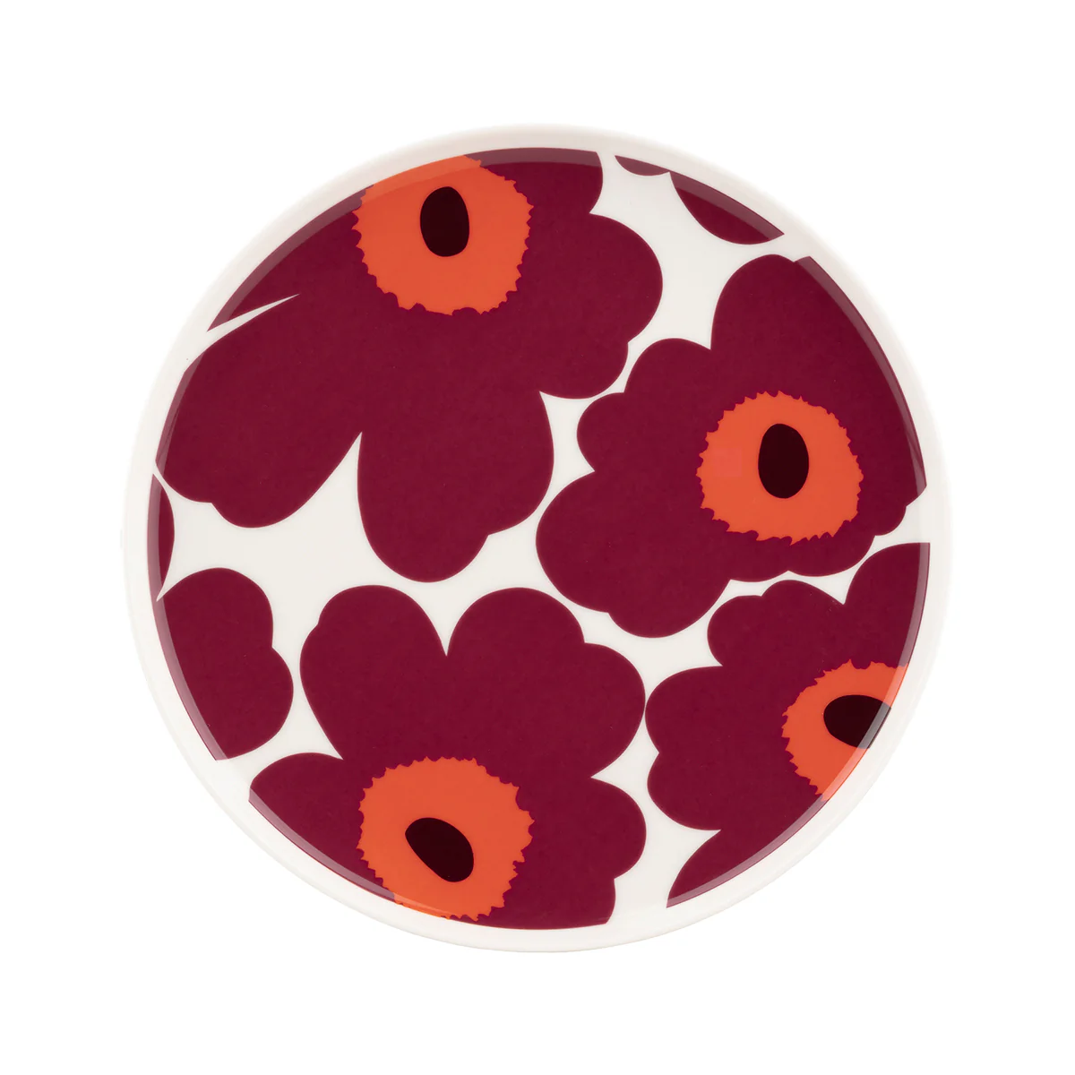Marimekko Unikko Burgundy / Red / White Salad Plate