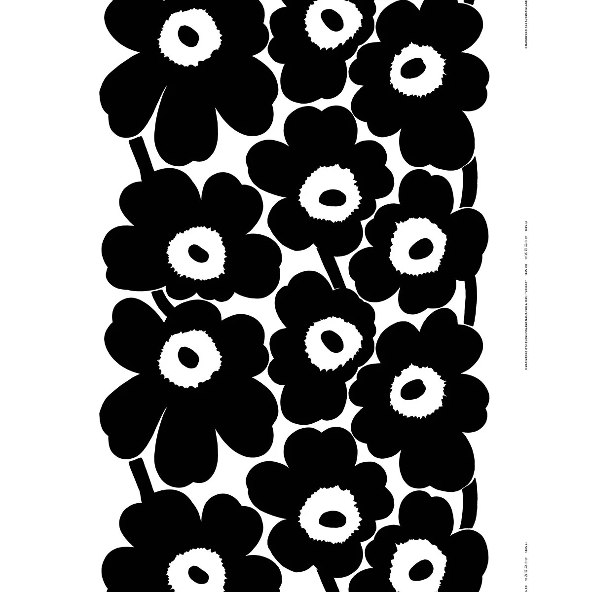 Marimekko Unikko White / Black Medium Weight Cotton Fabric