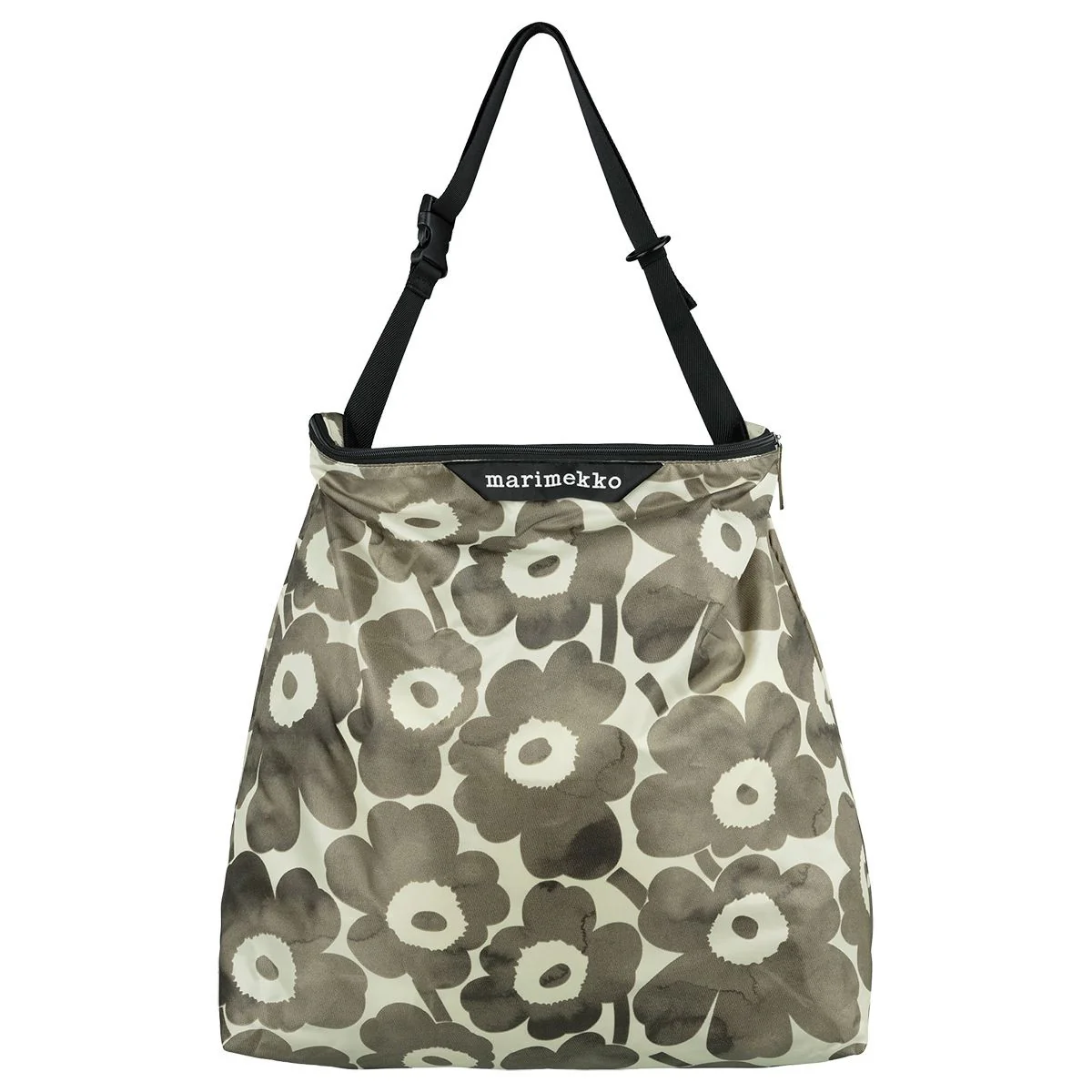Marimekko Unikko Charcoal / Cream Large Neat Crossbody Shoulder Bag