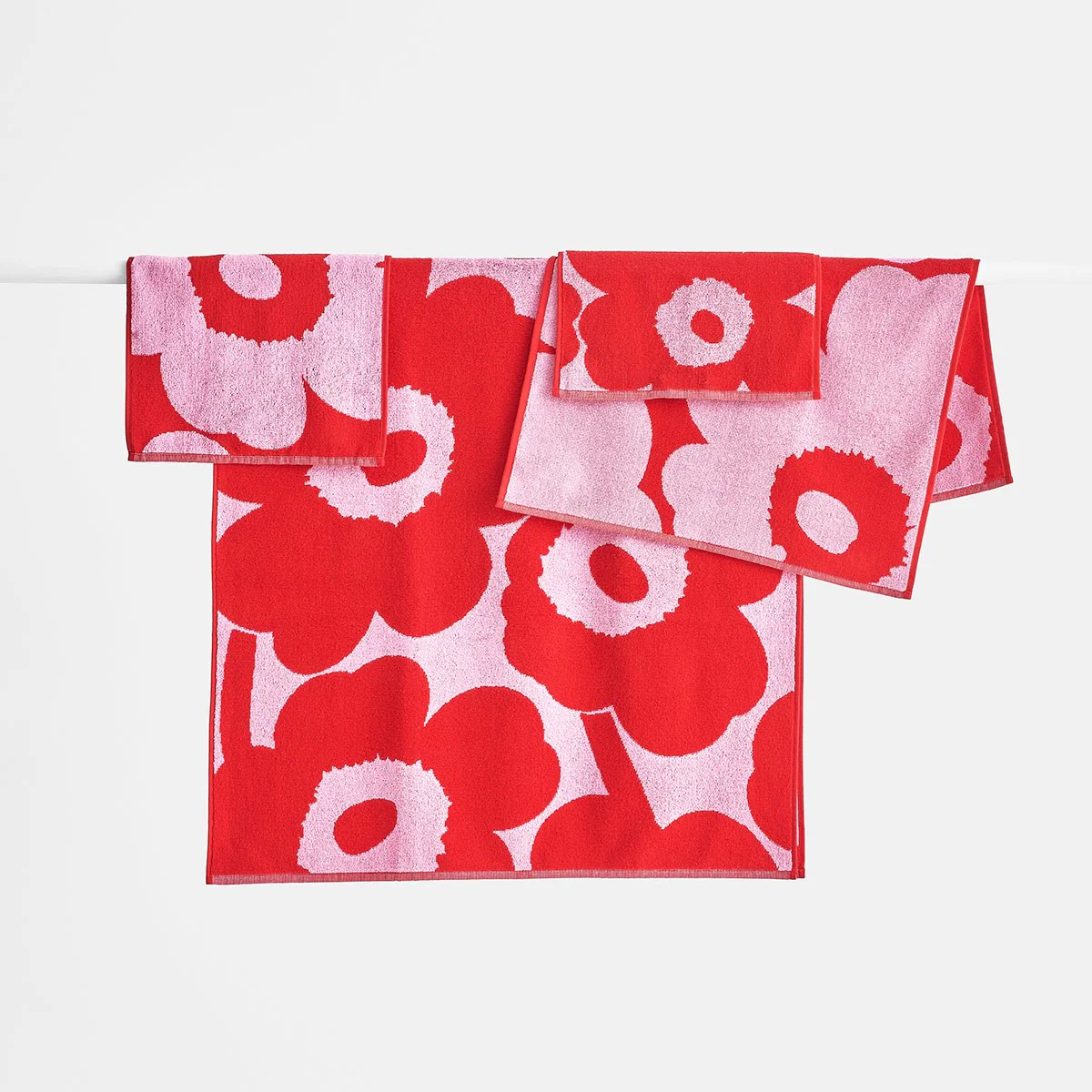 Marimekko Unikko Pink / Red Washcloth - Image 3