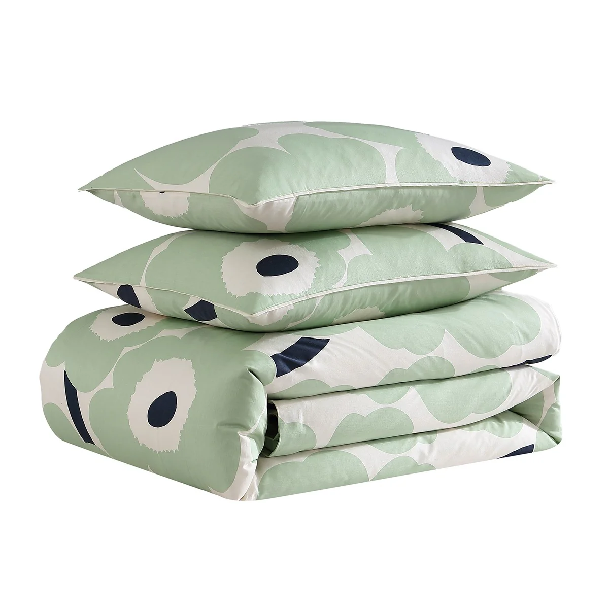 Marimekko Unikko Sage / Off White / Dark Blue King Duvet Cover Set - Image 5