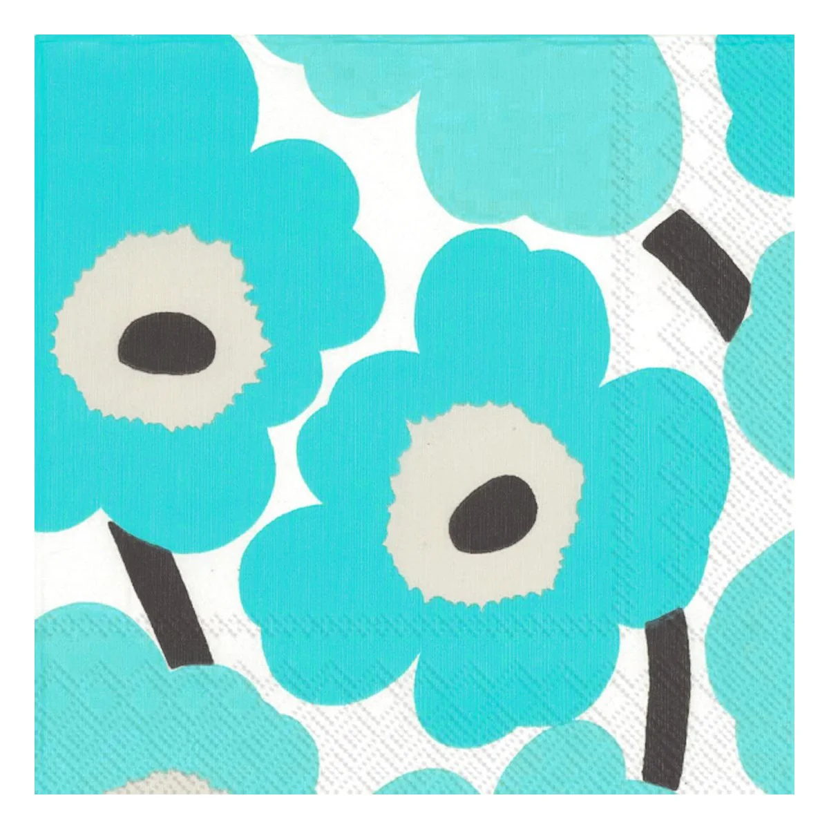 Marimekko Unikko Turquoise / Black Lunch Napkins