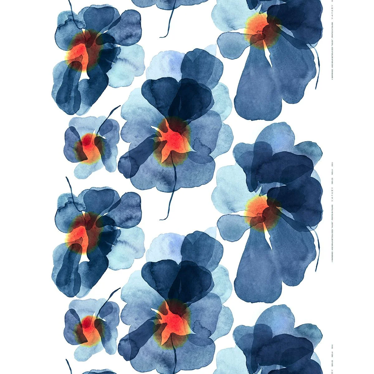 Marimekko Valssi Blue / Orange / White Medium Weight Cotton Fabric