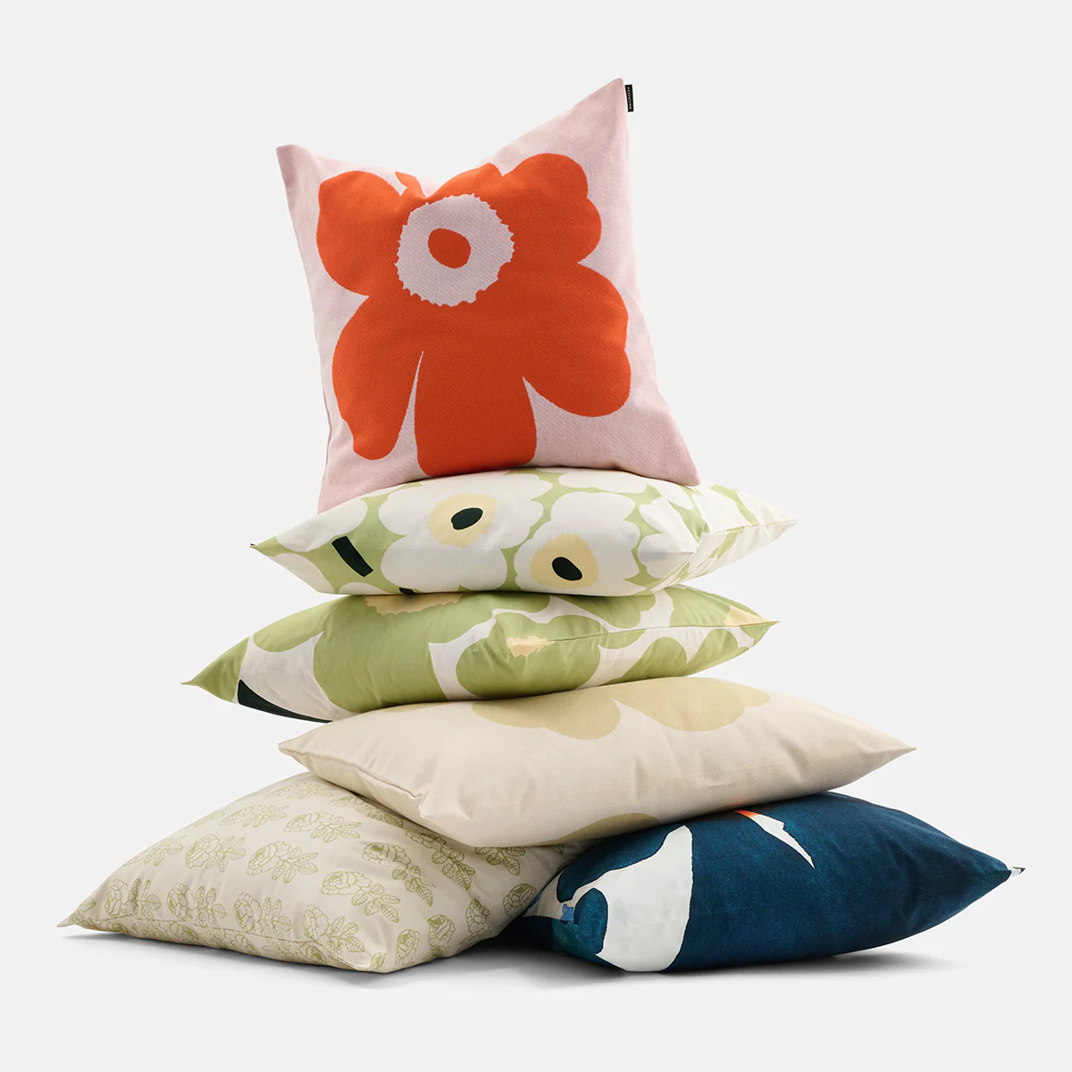 Marimekko Valssi White / Blue / Orange Throw Pillow - Image 3