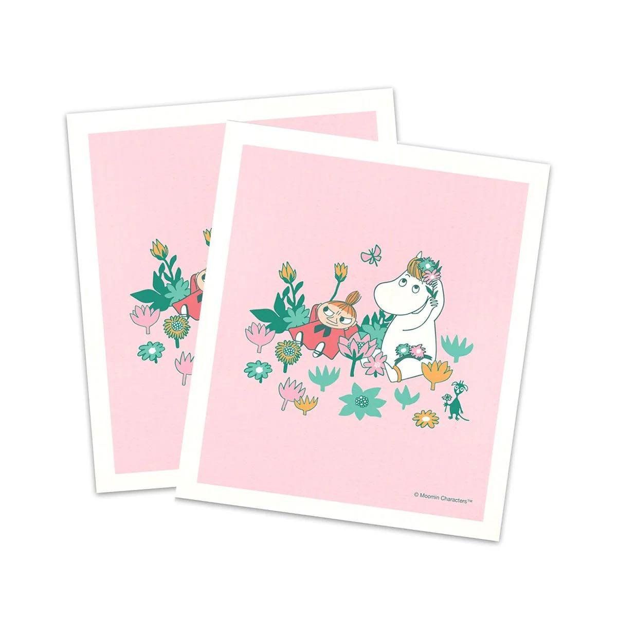 Moomin Snorkmaiden & Little My Pink Cellulose Dishcloth - Set of 2