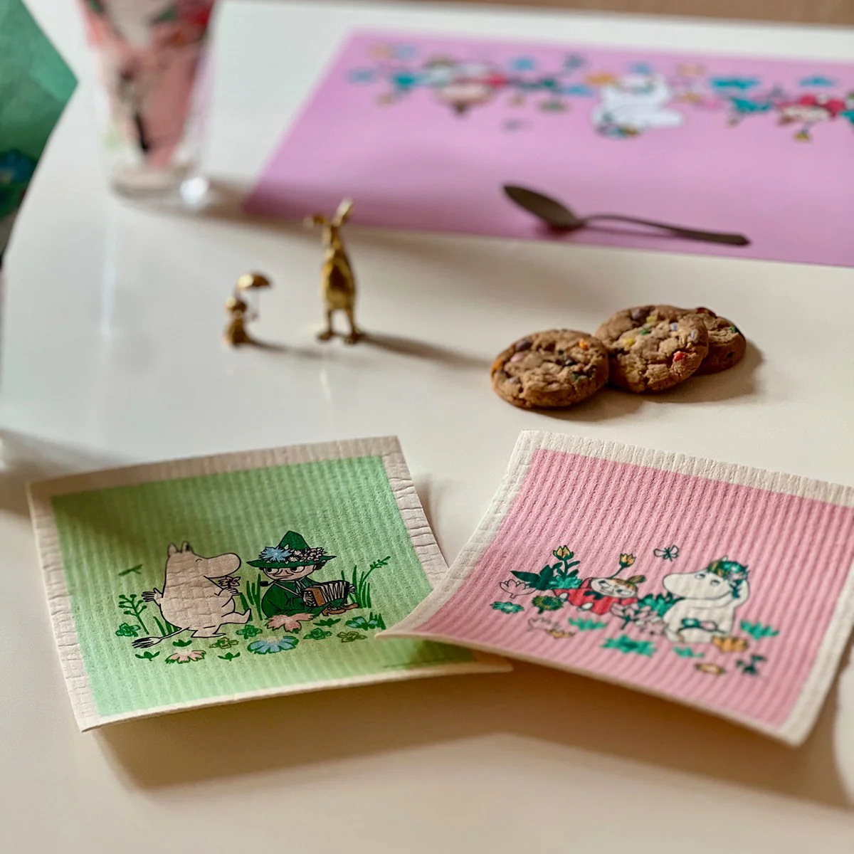 Moomin Snorkmaiden & Little My Pink Cellulose Dishcloth - Set of 2 - Image 4