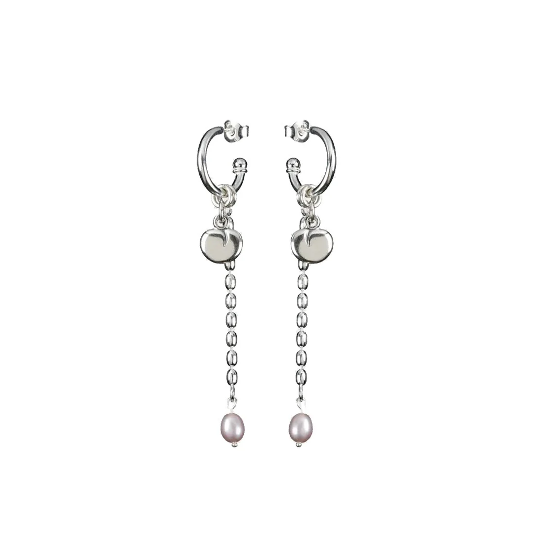 Kalevala Twinflower Pink Pearl Silver Drop Earrings